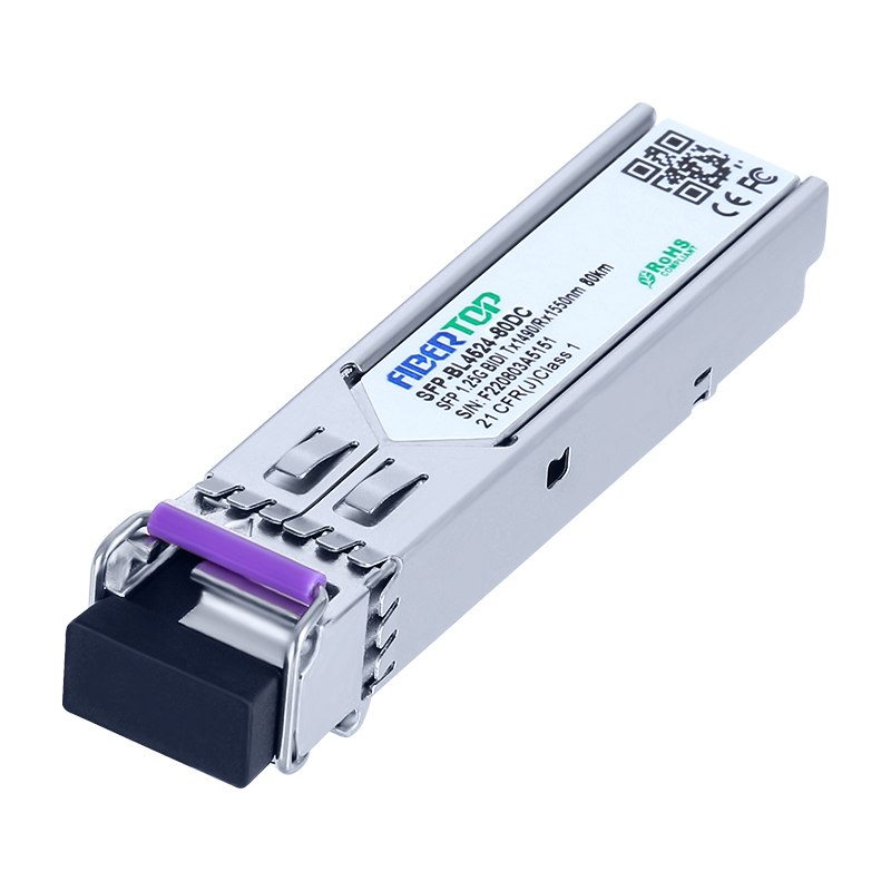 1.25G-SFP-80km BIDI 1000BASE-ZX TX1490nm/RX1550nm Transceiver